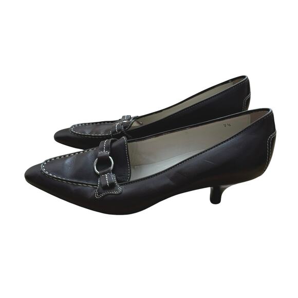 TOD’s Brown Leather Pointed Toe Kitten Heels Womens size 7.5 - Picture 1 of 10